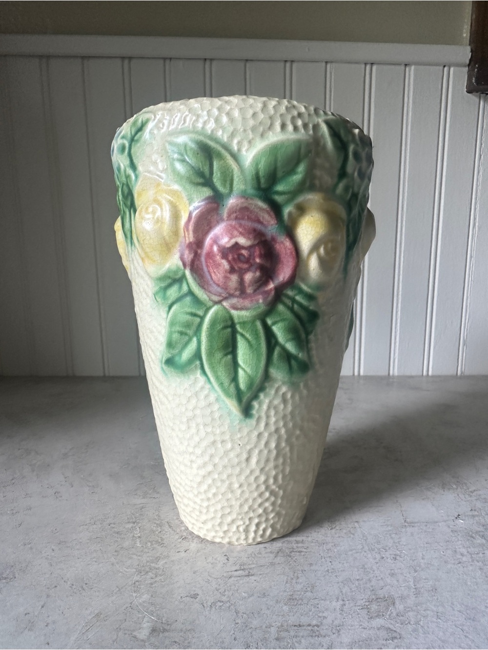Roseville Rozane 8” Floral Cone Vase 103-8 Antique 1917 Pottery Vintage Decor